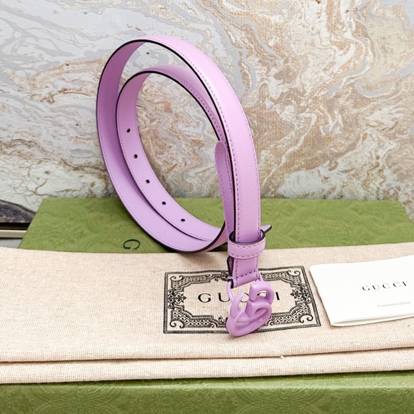 New! Gucci Azalea Double G Calfskin Enamel Monochrome 20mm Belt - Picture 2 of 10